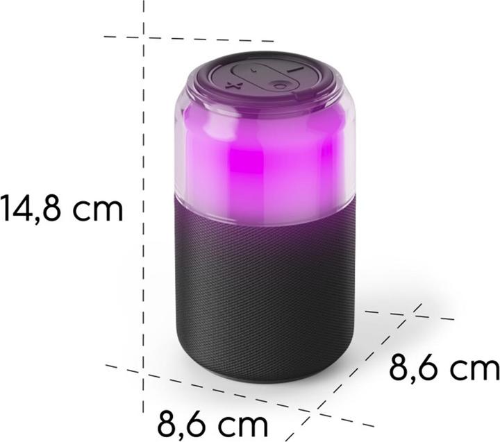 Immagine prodotto Hama Bluetooth®-Lautsprecher "Can Speaker", 4 LED-Licht-Modi, 5W, Schwarz (10 h)