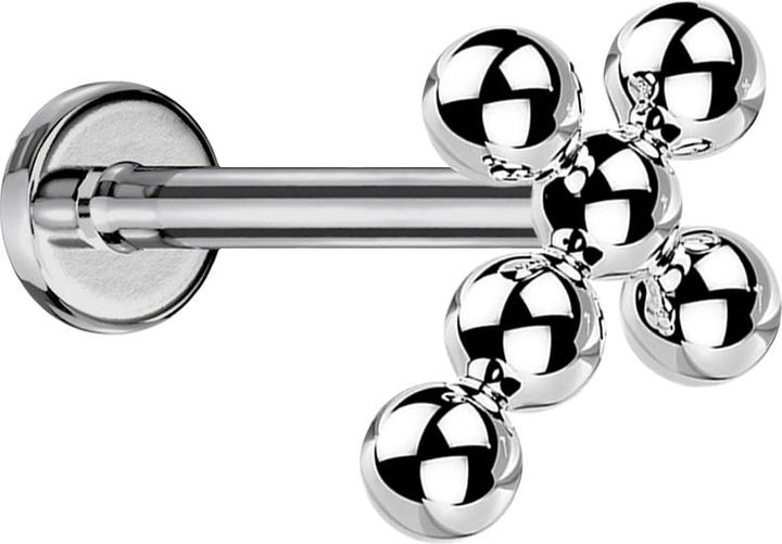 Immagine prodotto Star Piercing Micro Labret a filo interno con sfere a croce in argento (senza ottone, Titanio)