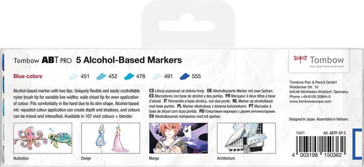 Produktbild Tombow Stifte Blue Colors, mit Box, 5er-Set (Blau, Dunkelblau, Hellblau, 5 x)