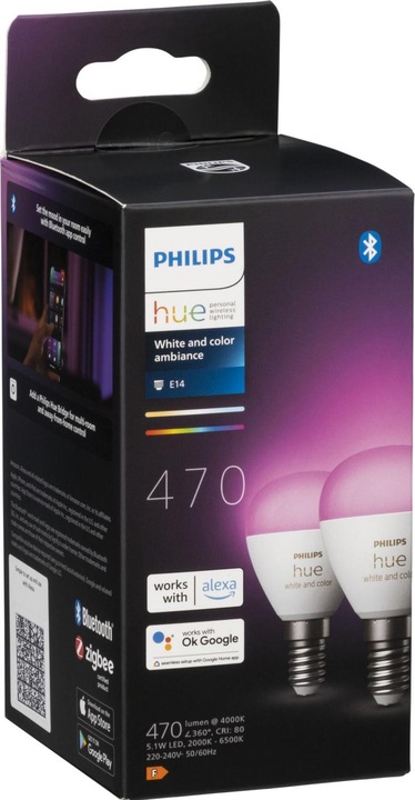 Actual product image Philips Hue White & Color Ambiance E14 Chandelier Twin Pack (E14, 5.10 W, 470 lm, 2 x, F)