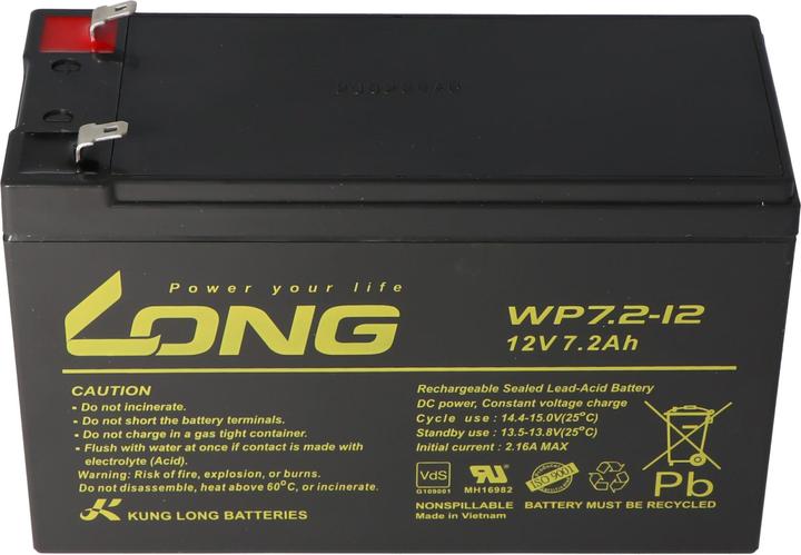 Produktbild Kung Long Akku WP7.2-12M, 12Volt, 7,2Ah VDS G101163, mit Faston 4,8mm Steckkontakten (12V)