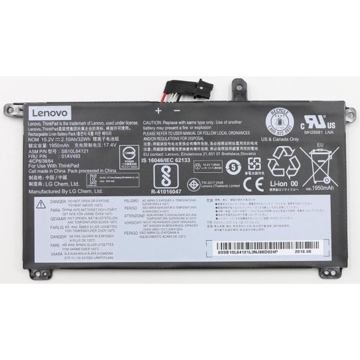 Lenovo Original Akku für ThinkPad T570 (2095 mAh), Notebook Akku, Schwarz