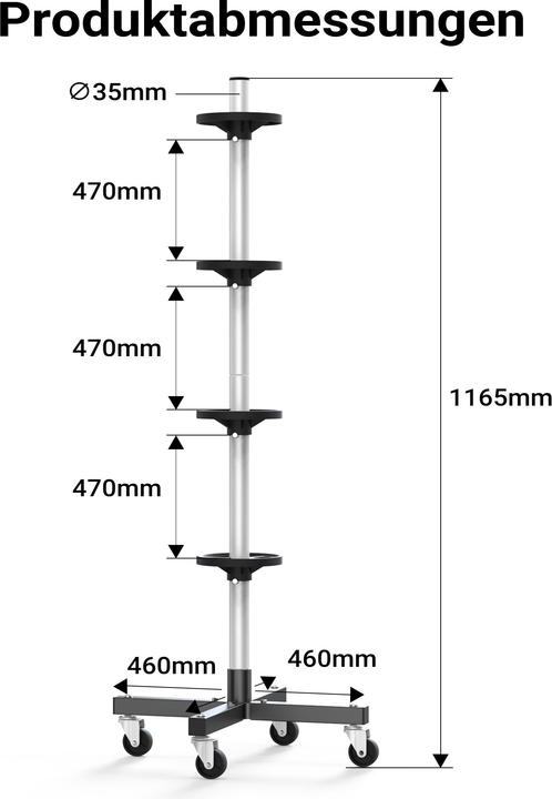 Produktbild Wiltec Felgenbaum Fahrbar Reifenständer Reifenbaum Felgenständer bis 225 mm Reifen