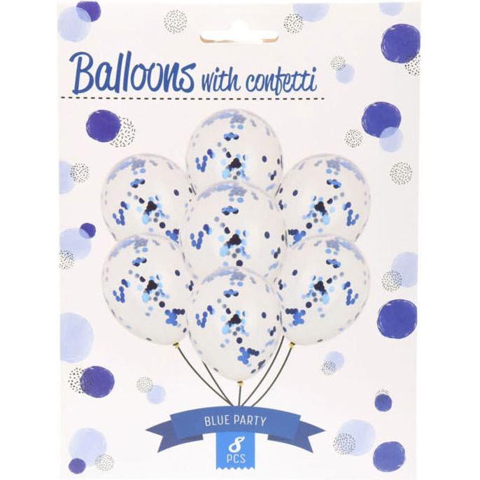 Thumbnail - Luftballons mit blauem Konfetti, 8 Stück.