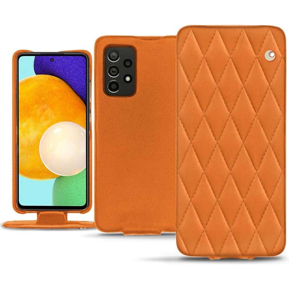 Noreve Lederschutzhülle vertikal (Samsung Galaxy A52), Smartphone Hülle, Orange