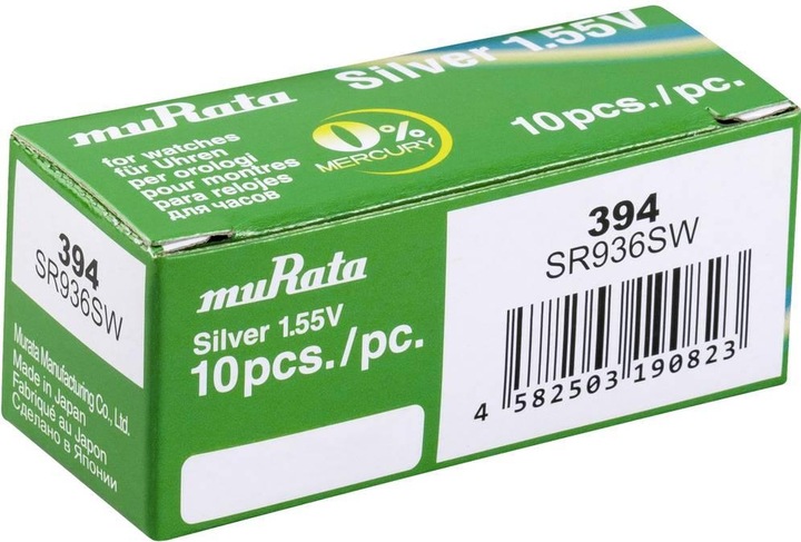 Immagine prodotto Murata Pila a bottone ossido di argento n 394 (10 pz., SR45, 75 mAh)