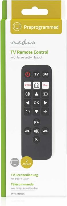 Actual product image Nedis Universal remote control - Pre-programmed - 2 devices - Disney + Button/Netflix Button - Infrared (Universal remote control, Infrared)