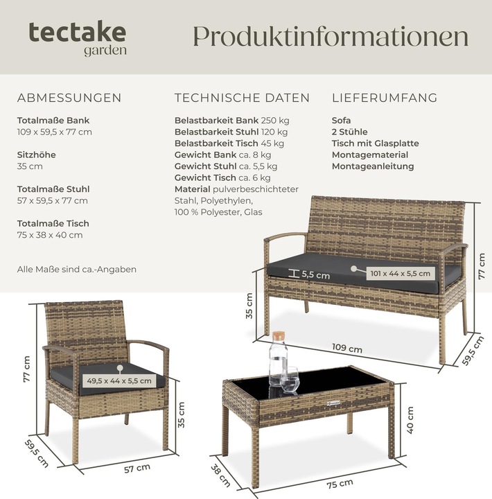 Actual product image tectake Rattan seating group