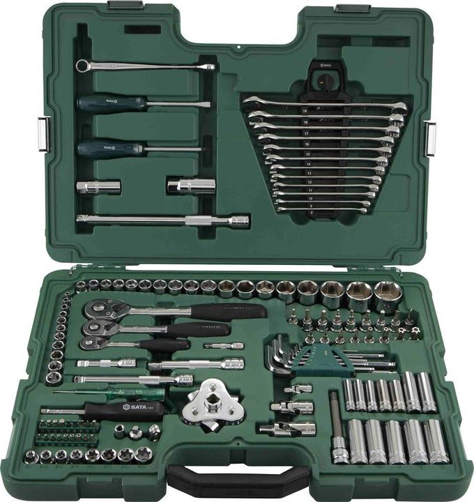 Actual product image SATA ST09014SJ 124 pieces 1/4 inch, 3/8 inch and 1/2 inch drive metric / SAE 6 point socket wrenches