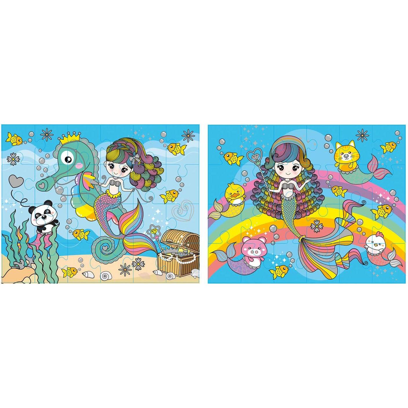 Thumbnail - Grafix Glitzer-Puzzle-Set Meerjungfrau, 2x24st.