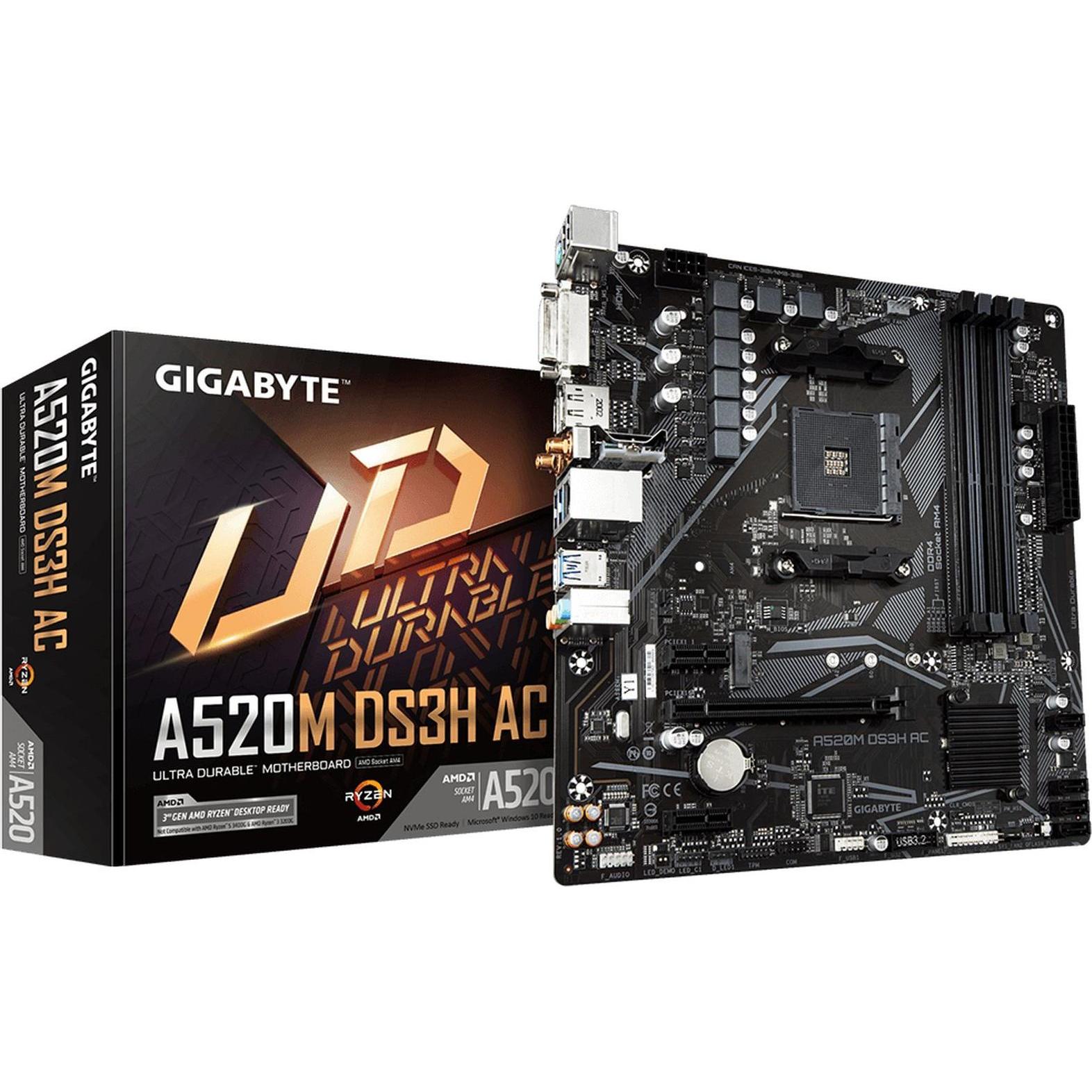 Gigabyte A520M DS3H AC (AM4, AMD A520, mATX), Mainboard