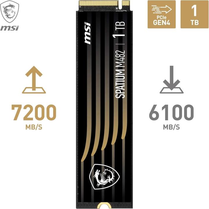 Image du produit MSI SSD 1TB M.2 Gen4 Spatium M482 PCIe 4.0 (1000 Go, M.2 2280)