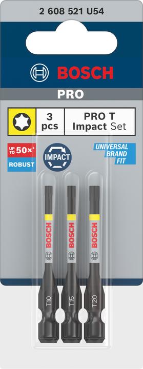 Actual product image Bosch Professional Zubehör PRO Torx Impact Bit, T10, T15, T20, 55 mm, 3 pcs. (T10, T15, T20)