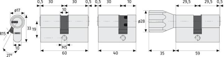 Actual product image Abus Door cylinder D6XNP 40/45 vs. (Profile double cylinder)