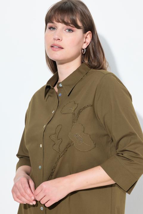 Produktbild Ulla Popken Hemdbluse, Blüten, Hemdkragen, 3/4-Arm (60)