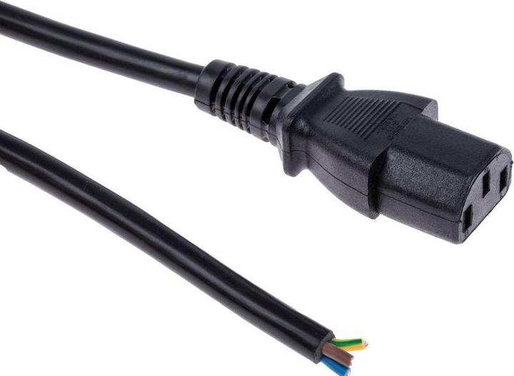 Immagine prodotto RS PRO Cavo di rete, A IEC C13 / presa, B estremità aperta / presa, 10 A, 2 m nero, 250 V (2 m)