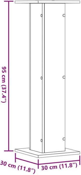 Image du produit vidaXL Pied d'enceinte 2 pièces 30 x 30 x 95 cm (1 paire, Support, Non mobile)