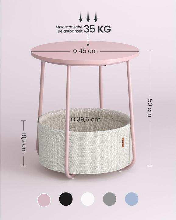 Actual product image Vasagle Side table wood pink 45.0 x 45.0 x 50.0 cm (45 x 45 x 50 cm)