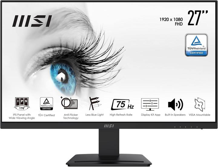 Image du produit MSI Pro MP273 (27") pixels Full HD LED Noir (1920 x 1080 pixels, 27")