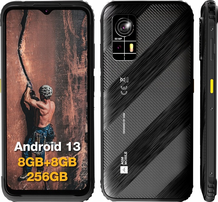 Actual product image Bea-Fon AGM MOBILE H6 Rugged smartphones (256 GB, Black, 6.56", Hybrid Dual SIM, 50 Mpx, 4G)