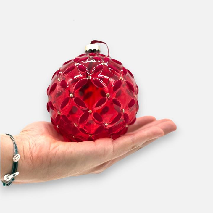 Actual product image Mon Chouchou Weihnachtskugel Glas mit Samt Ø10cm rot