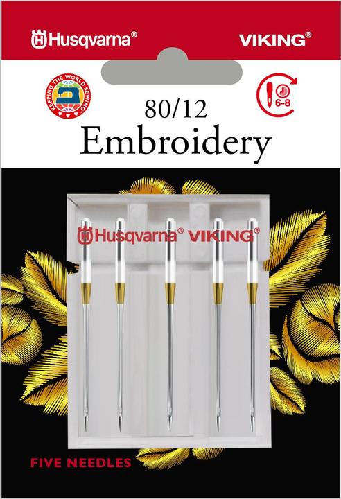 Actual product image Husqvarna Embroidery needle 80/12, 5 needles