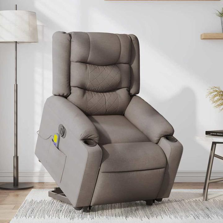 Actual product image vidaXL Electric massage chair with stand-up aid Taupe fabric