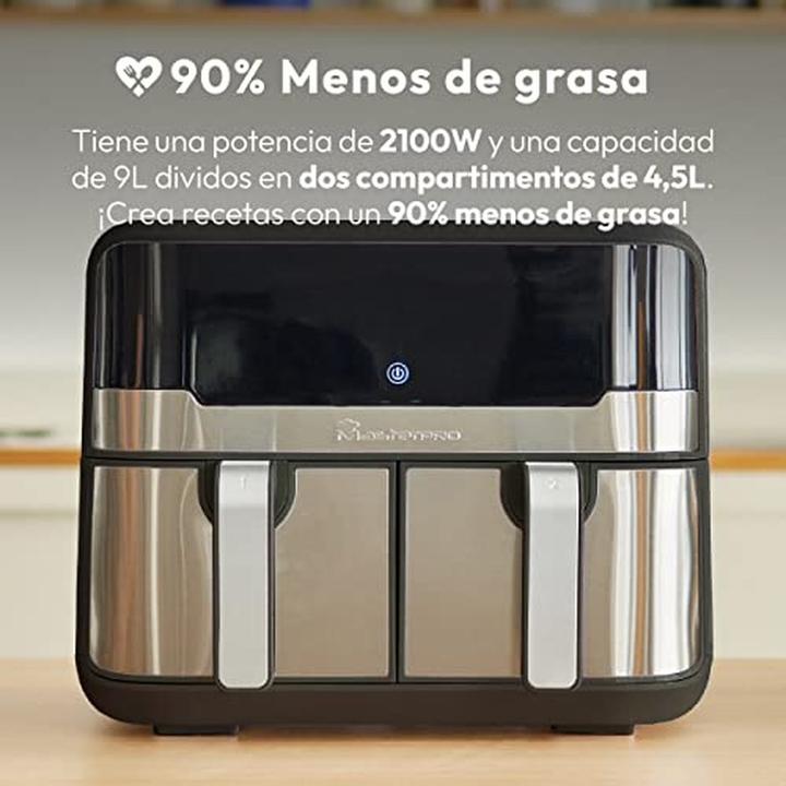 Immagine prodotto MasterPRO Friggitrice ad aria doppia senza olio, display digitale touch, antiaderente