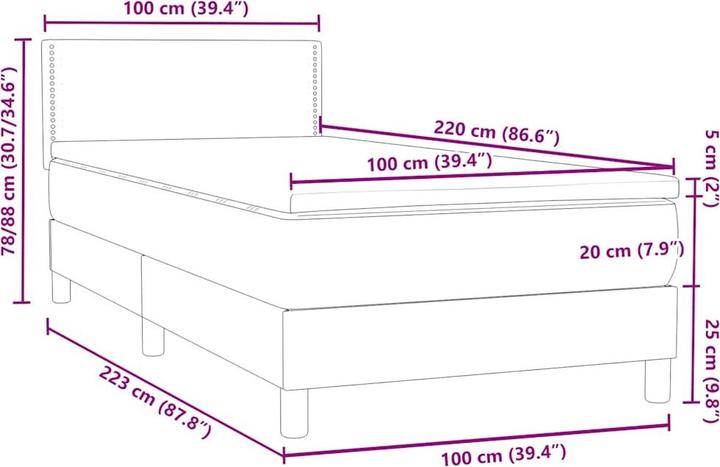 Image du produit vidaXL Boxspringbett (100 x 220 cm)