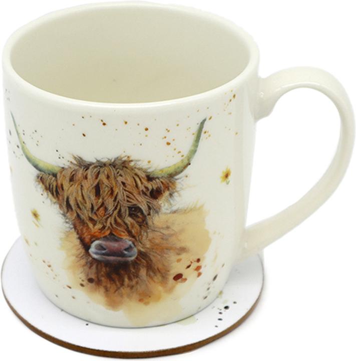 Produktbild Puckator Jan Pashley Highland Coo Kuh Tasse & Untersetzer Set aus Porzellan