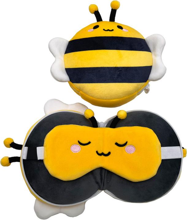 Puckator Relaxeazzz Plush Adorabugs Bee Round Travel Pillow & Eye Mask (Head & neck pillow)