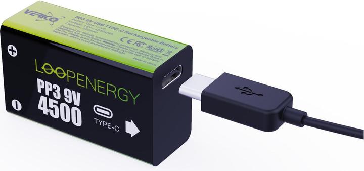 Actual product image Verico Li-ion battery Loop Energy 9 V block, pack of 4 (4 pcs., 9V Block, 500 mAh)