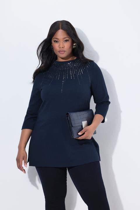 Produktbild Ulla Popken Sweatshirt, Ziersteine, A-Linie, Stehkragen, Langarm (46, 48)