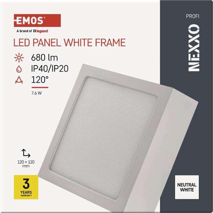 Actual product image Emos Surface-mounted LED light NEXXO, square, white, 7.6W,Neutral white (680 lm)