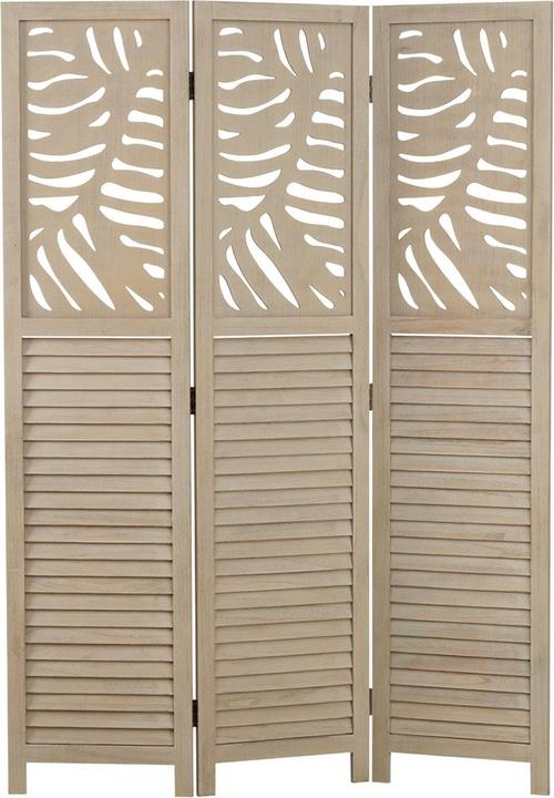 Greendeco Room Divider Privacy Screen Paravent 3 Panel Foldable Wooden Screen Sand Beige