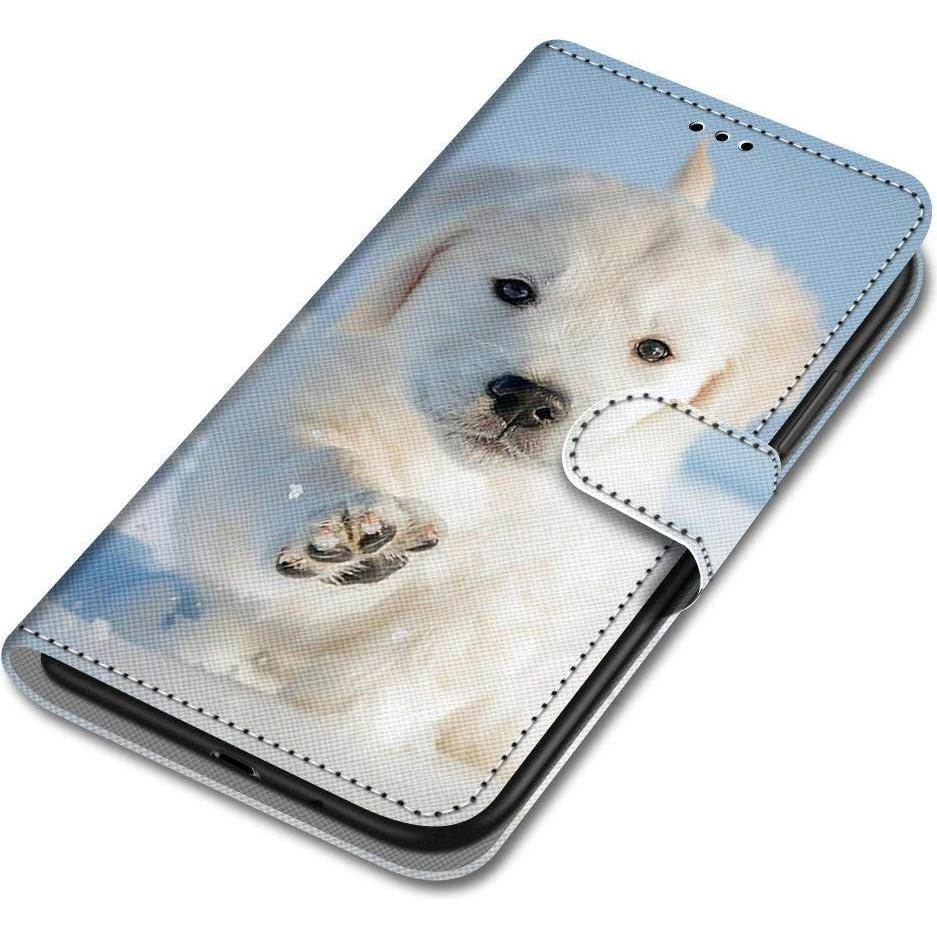 Thumbnail - Cover-Discount Galaxy S21 - Leder Hülle Hund (Samsung Galaxy S21), Smartphone Hülle, Mehrfarbig