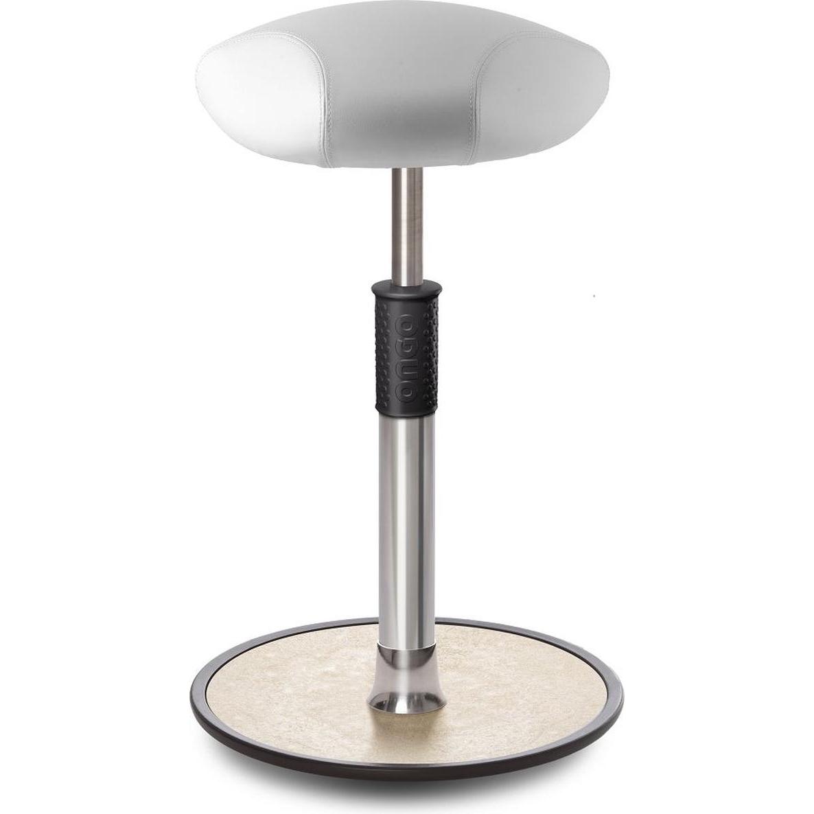Ongo, Bürostuhl, Sitz- Stehhocker Free Tall Triangel skai Kunstleder Weiss Chrom /cremeweiss