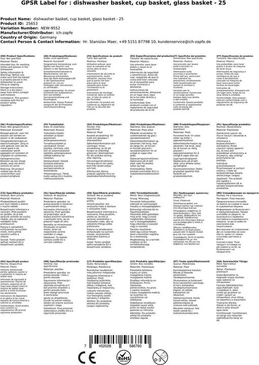 Immagine prodotto Ich-zapfe Cestello per lavastoviglie, cestello per tazze - 25 scomparti