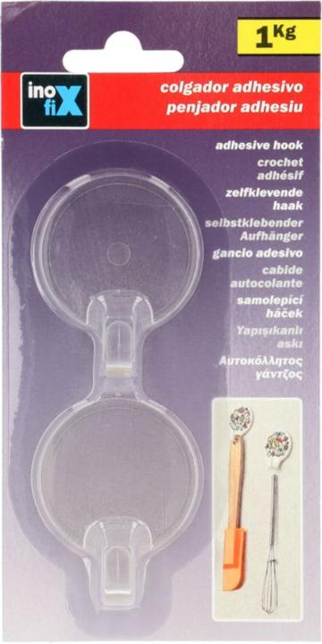 Image du produit Inofix Crochet adhésif rond, transparent, 2 pièces
