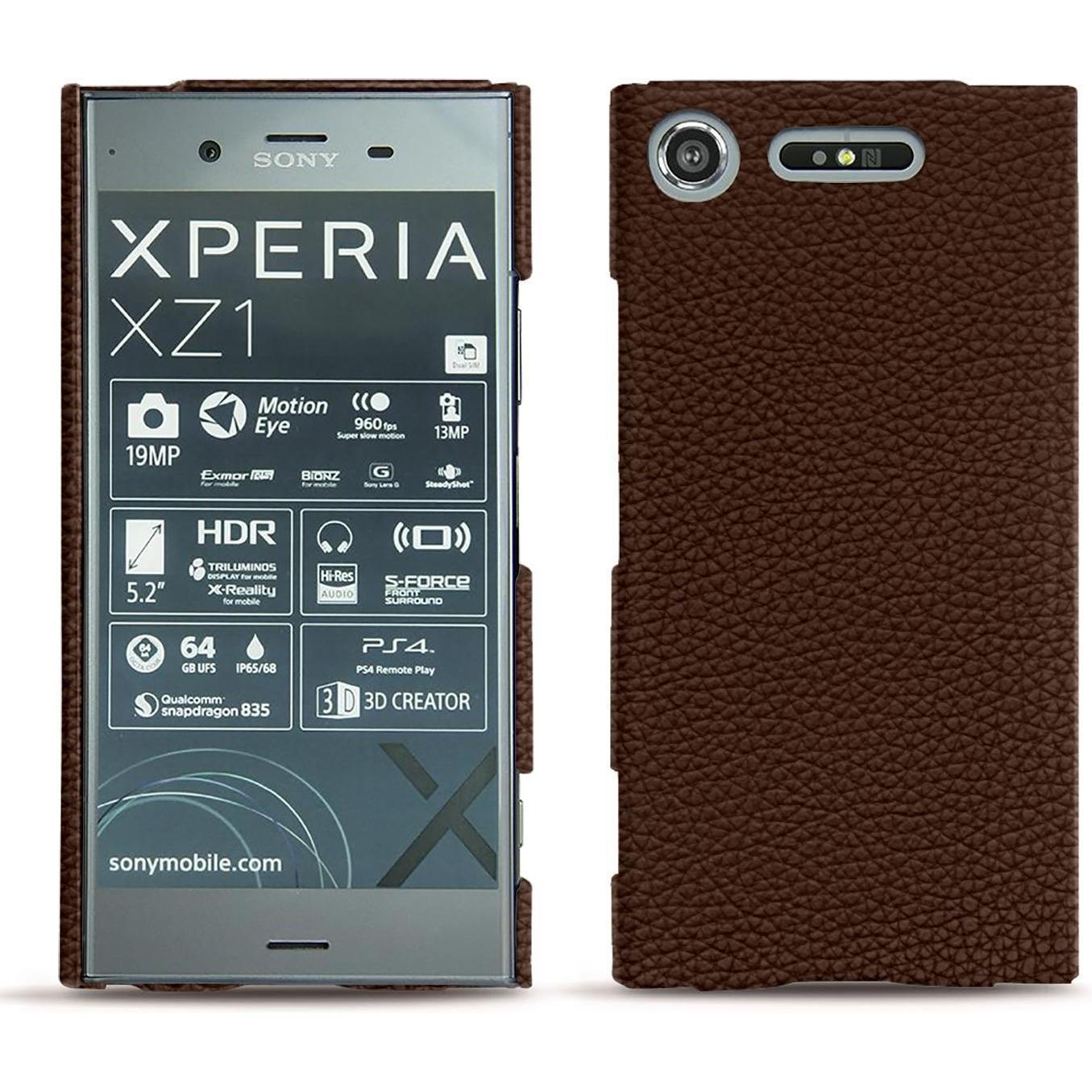 Noreve Lederschutzhülle (Sony Xperia XZ1), Smartphone Hülle, Braun