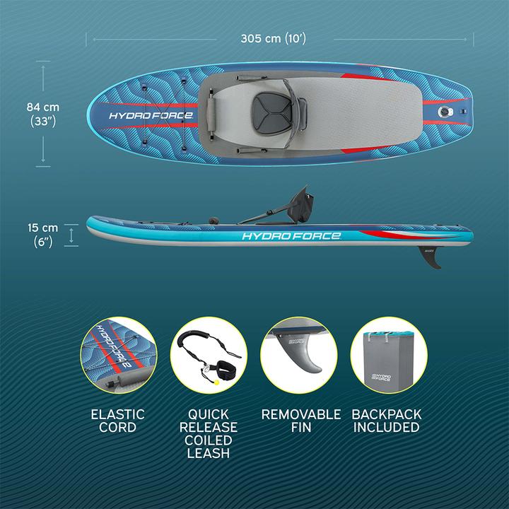Image du produit Bestway Hydro Force Kit paddle SUP et kayak gonflable 2-en-1 Oceana 3,05 m
