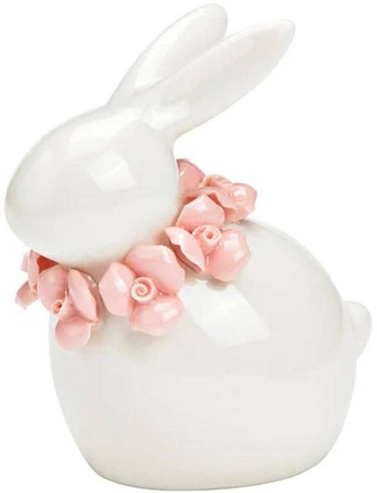 Actual product image G. Wurm Bunny with flower wreath ceramic white (W/H/D) 8x9x5cm (1 x)