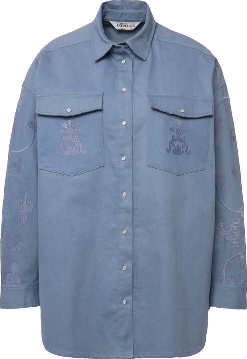 Immagine prodotto Studio Untold Camicia di jeans dal taglio oversize con ricami, collo da camicia e maniche lunghe (46, 48)