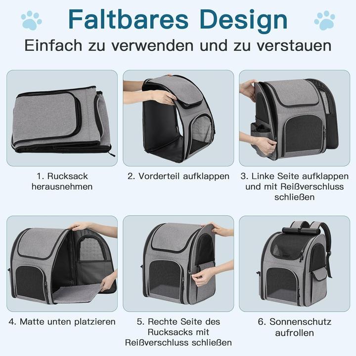 Produktbild Markenlos Haustier Rucksack mit Netzfenster (Hund, Katze, Kleintier, Atmungsaktiv, Faltbar)