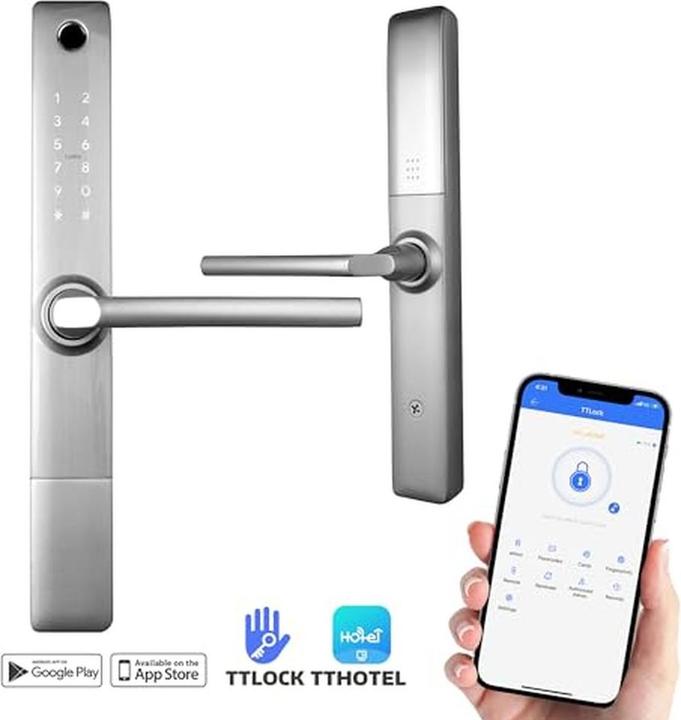 Produktbild Eura Griff mit Zutrittskontrolle ELH-20H4 silber (Fingerabdruck, Bluetooth, Elektronische Zahlenkombination, Schlüsselkarte)