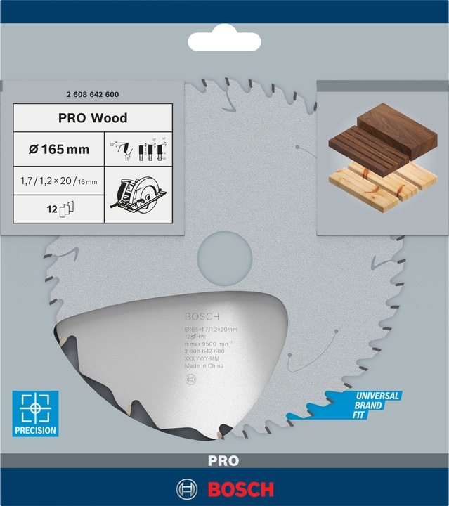 Produktbild Bosch Professional Zubehör PRO Wood Kreissägeblatt, 165 x 1.7 x 20 mm