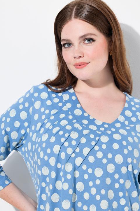 Image du produit Ulla Popken Chemise, ourlet en pointes, col en V, manches 3/4, coton biologique (50, 52)