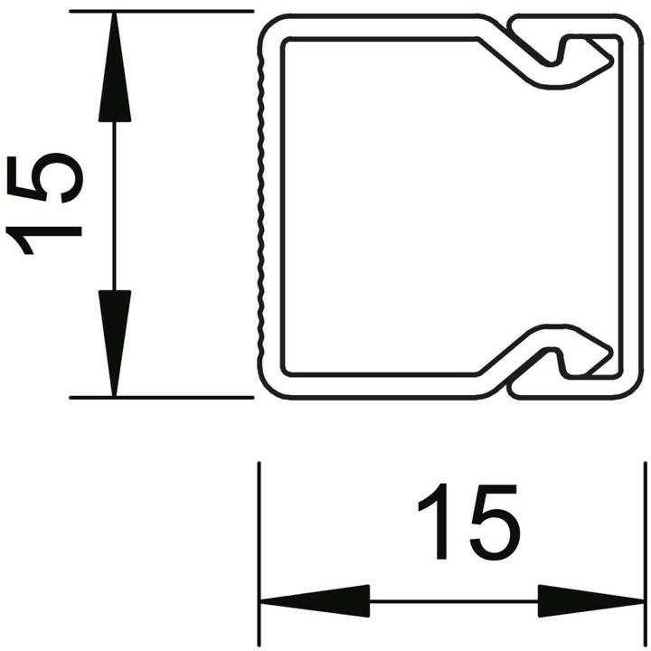 Image du produit OBO Bettermann Canal de mur et de plafond avec partie supérieure, 15 x 15 mm, longueur 2 m, blanc pur (Conduit, 200 cm)