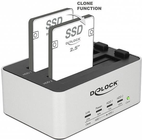 Image du produit Delock Double station d'accueil pour 2 x SATA HDD / SSD