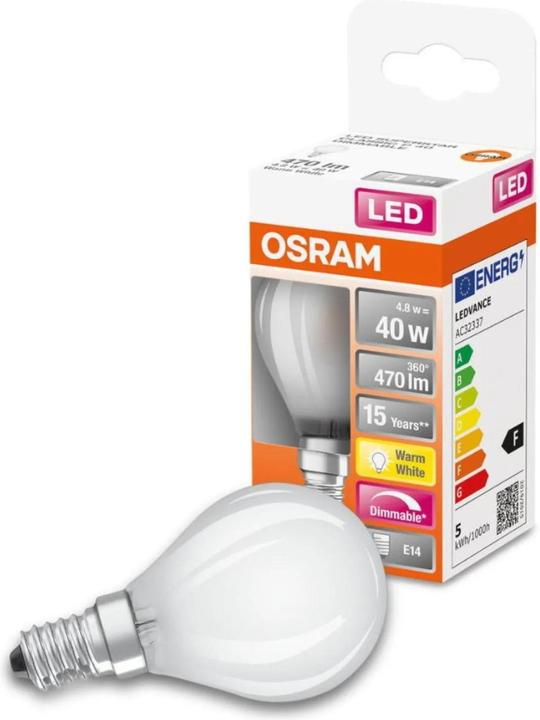 Actual product image Osram Led Retrofit Classic P (E14, 4.80 W, 470 lm, 6 x, F)